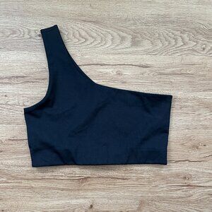 Girlfriend Collective One-Shoulder Sports Bra - Black - Size Medium